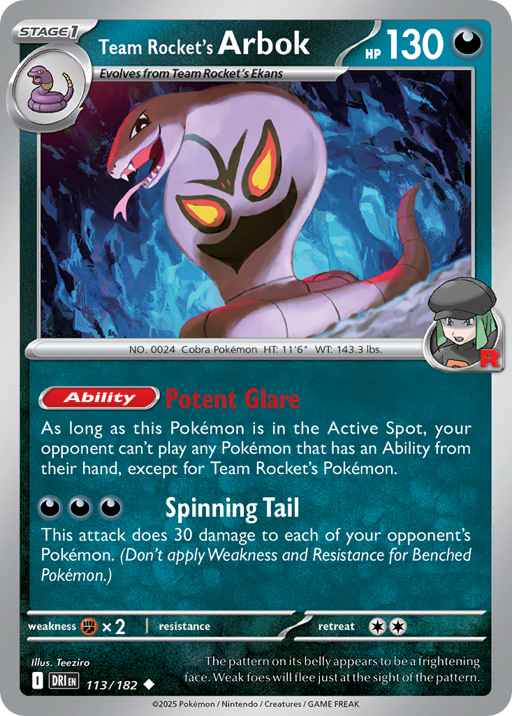 Team Rocket's Arbok - Destined Rivals - 113