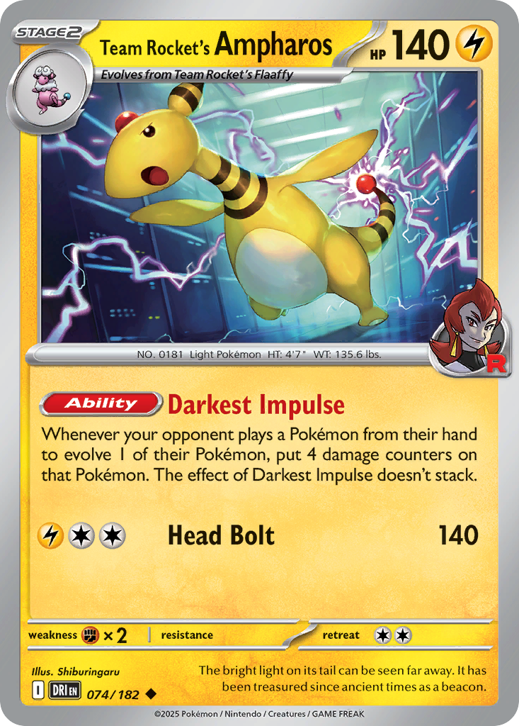 Team Rocket's Ampharos - Destined Rivals - 074
